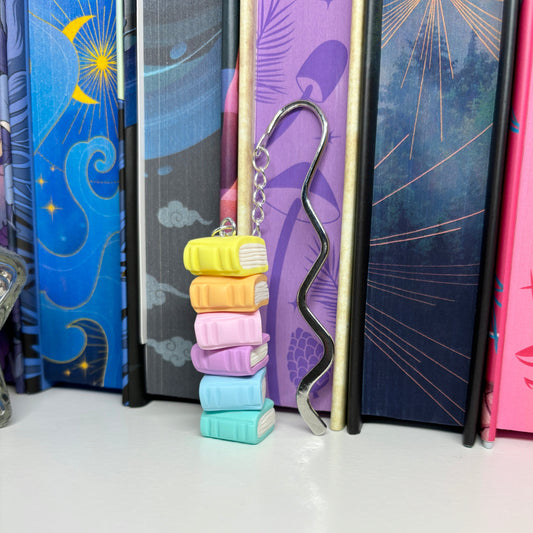 Pastel Rainbow Book Stack Bookmark