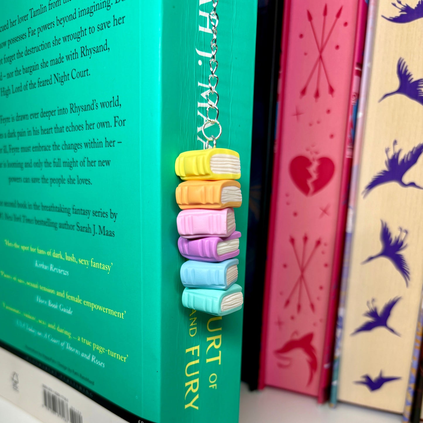 Pastel Rainbow Book Stack Bookmark